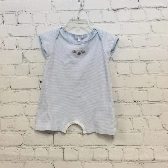 *SOLD* Magnolia Baby 18M Football Stripe Romper - Picture 1 of 5